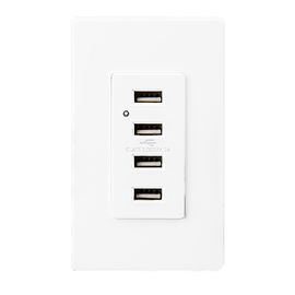 منفذ حائط USB أبيض ، منفذ كهربائي USB 4 منافذ USB مع لوحات حائط 2