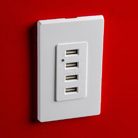 منفذ حائط USB أبيض ، منفذ كهربائي USB 4 منافذ USB مع لوحات حائط 2