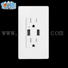 منفذ حائط USB أبيض ، منفذ كهربائي USB 4 منافذ USB مع لوحات حائط 2