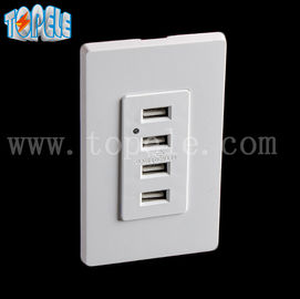 منفذ حائط USB أبيض ، منفذ كهربائي USB 4 منافذ USB مع لوحات حائط 2